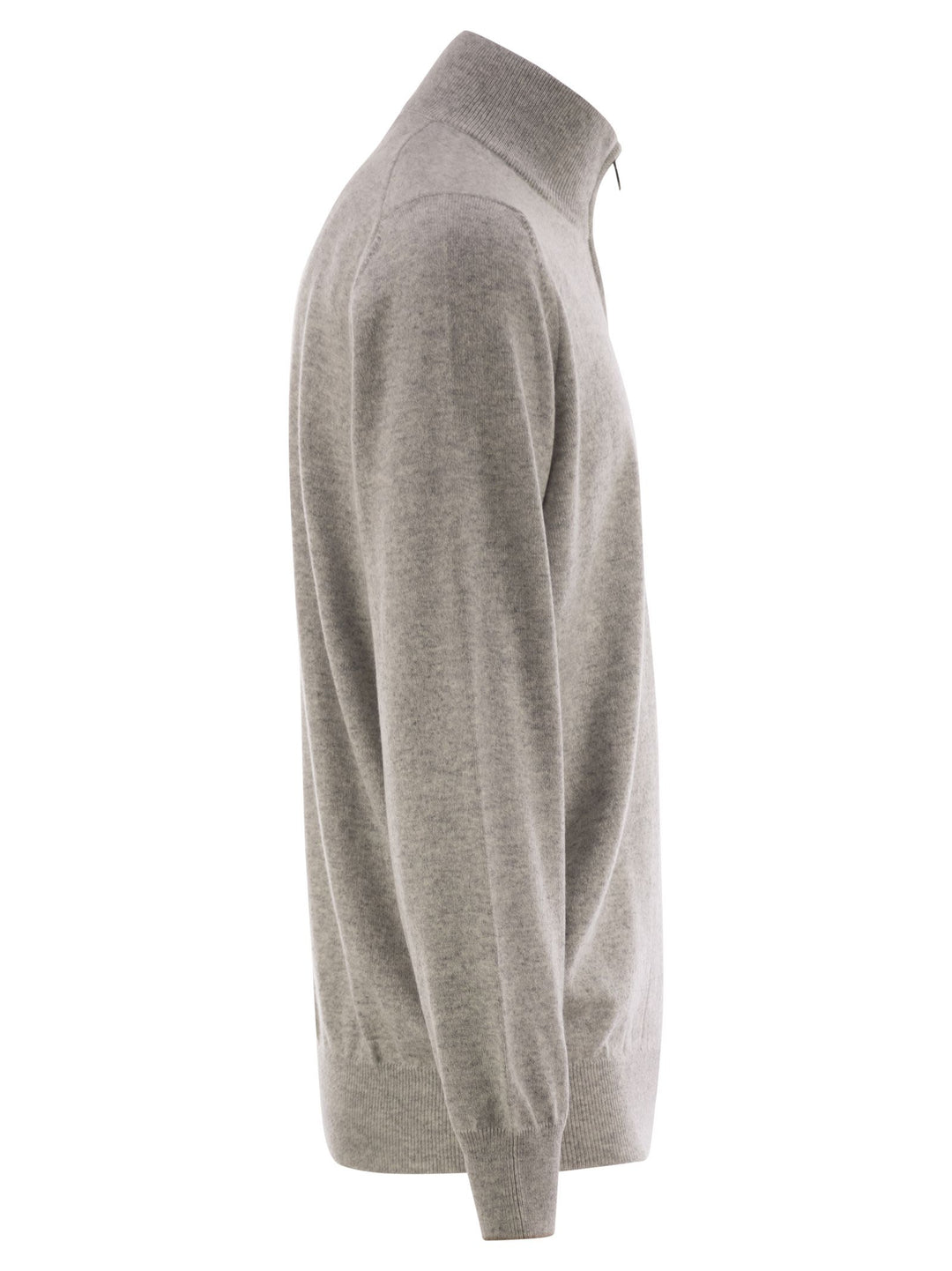 Brunello Cucinelli Men High-Necked Cashmere Sweater With Zip Opening