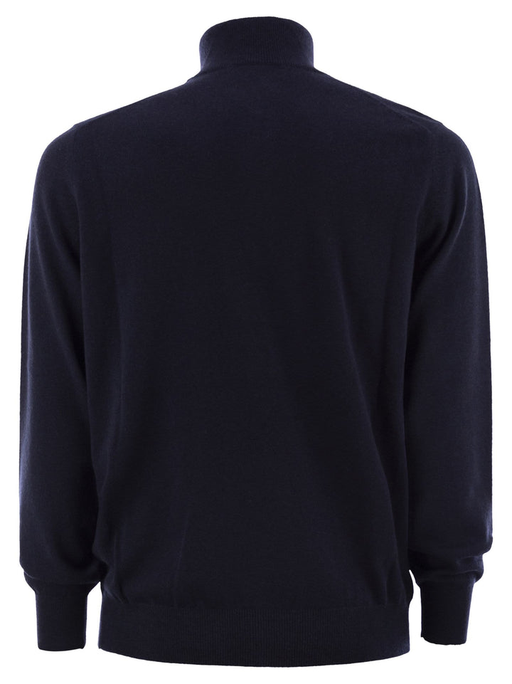 Brunello Cucinelli Men Cashmere Turtleneck Sweater With Zipper