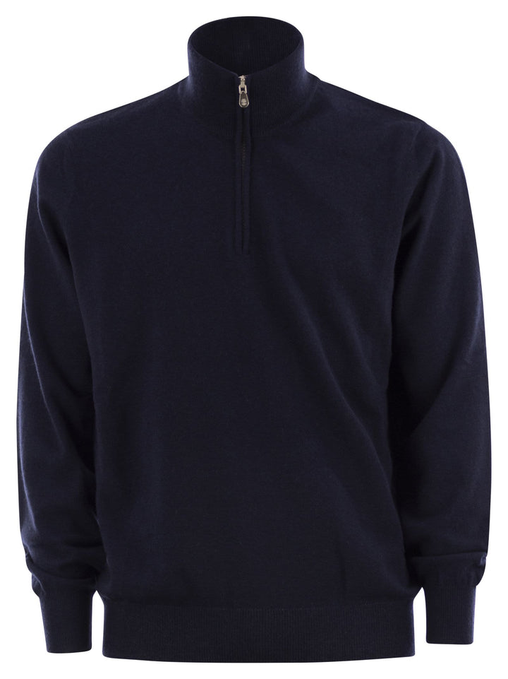 Brunello Cucinelli Men Cashmere Turtleneck Sweater With Zipper