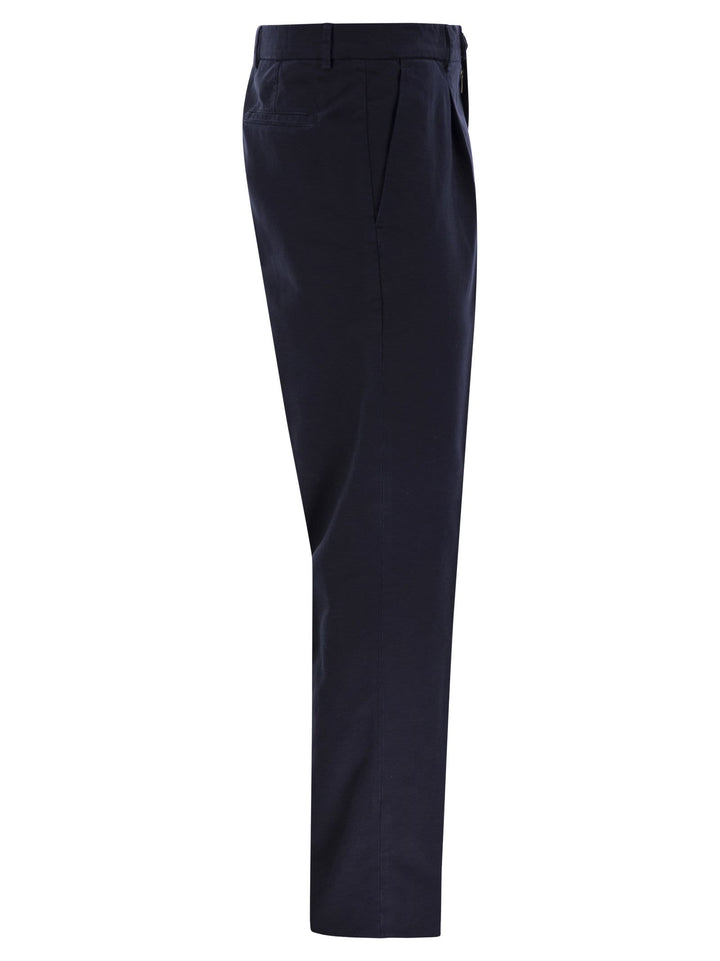 Brunello Cucinelli Men Leisure Fit Trousers In Garment-Dyed Cotton Velvet With Darts
