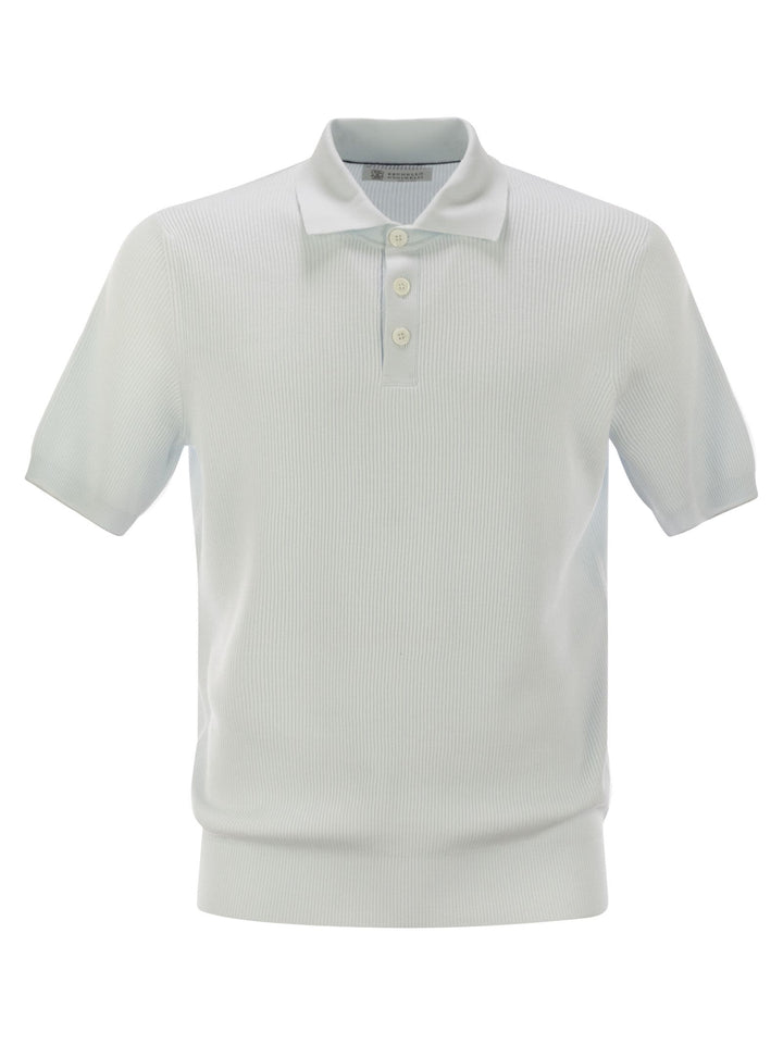 Brunello Cucinelli Men Ribbed Cotton Polo-Style Jersey