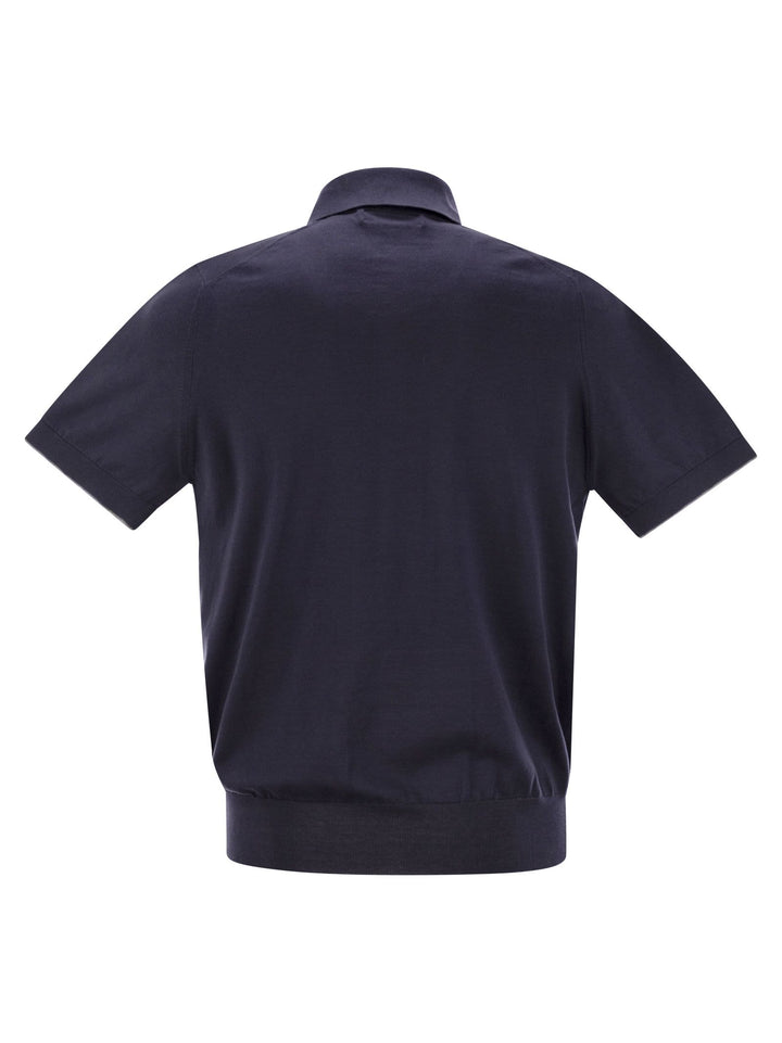 Brunello Cucinelli Men Lightweight Cotton Knit Polo Shirt