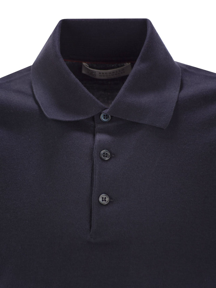 Brunello Cucinelli Men Lightweight Cotton Knit Polo Shirt