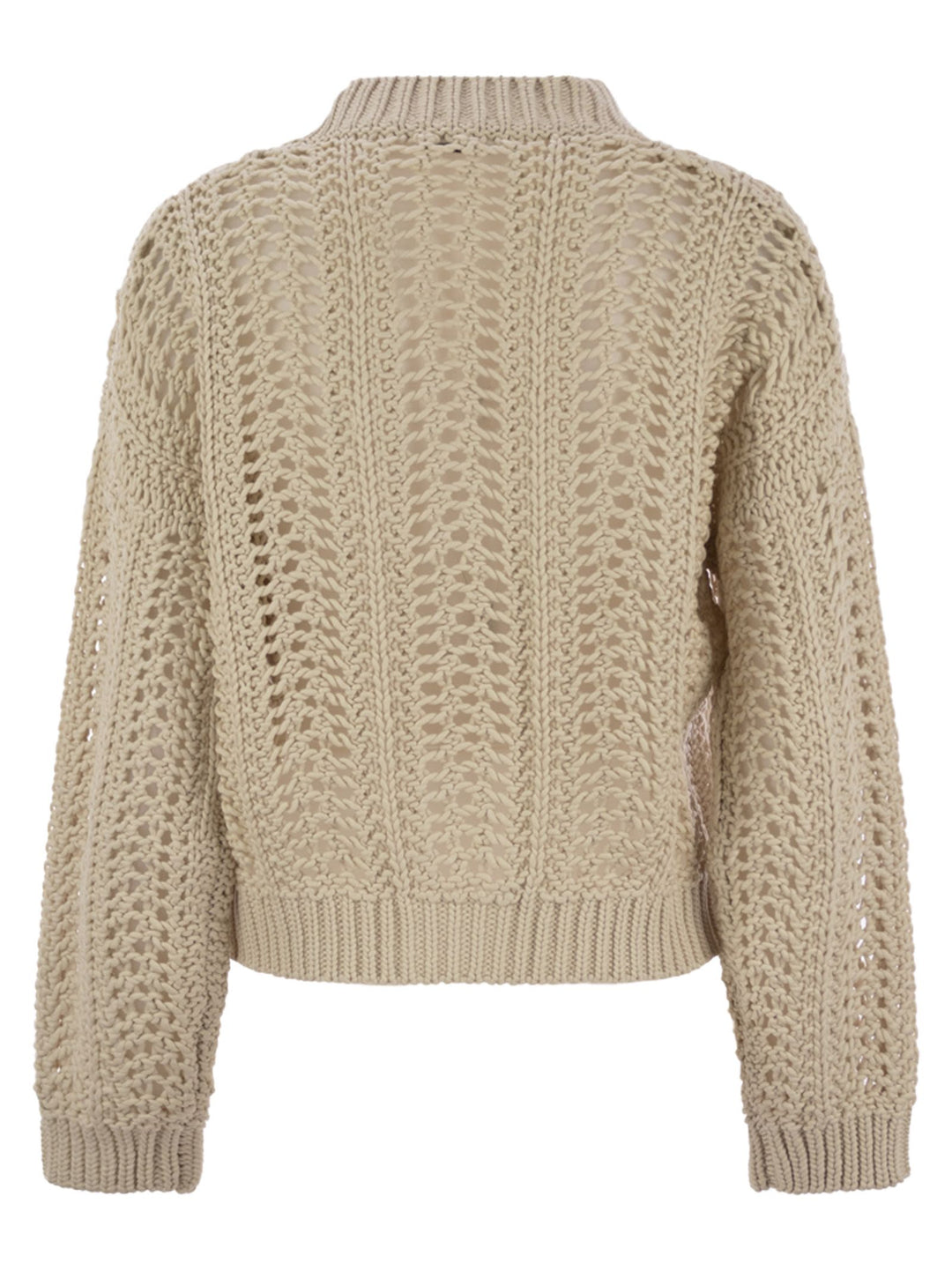 Brunello Cucinelli Women Ribbed Cotton Net Cardigan
