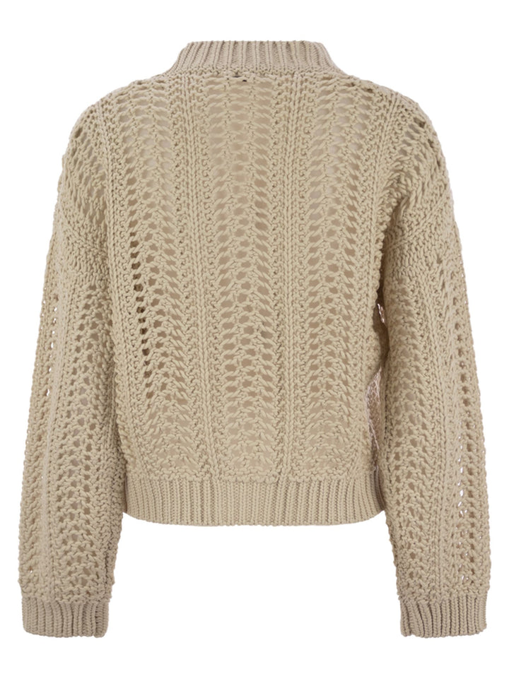 Brunello Cucinelli Women Ribbed Cotton Net Cardigan