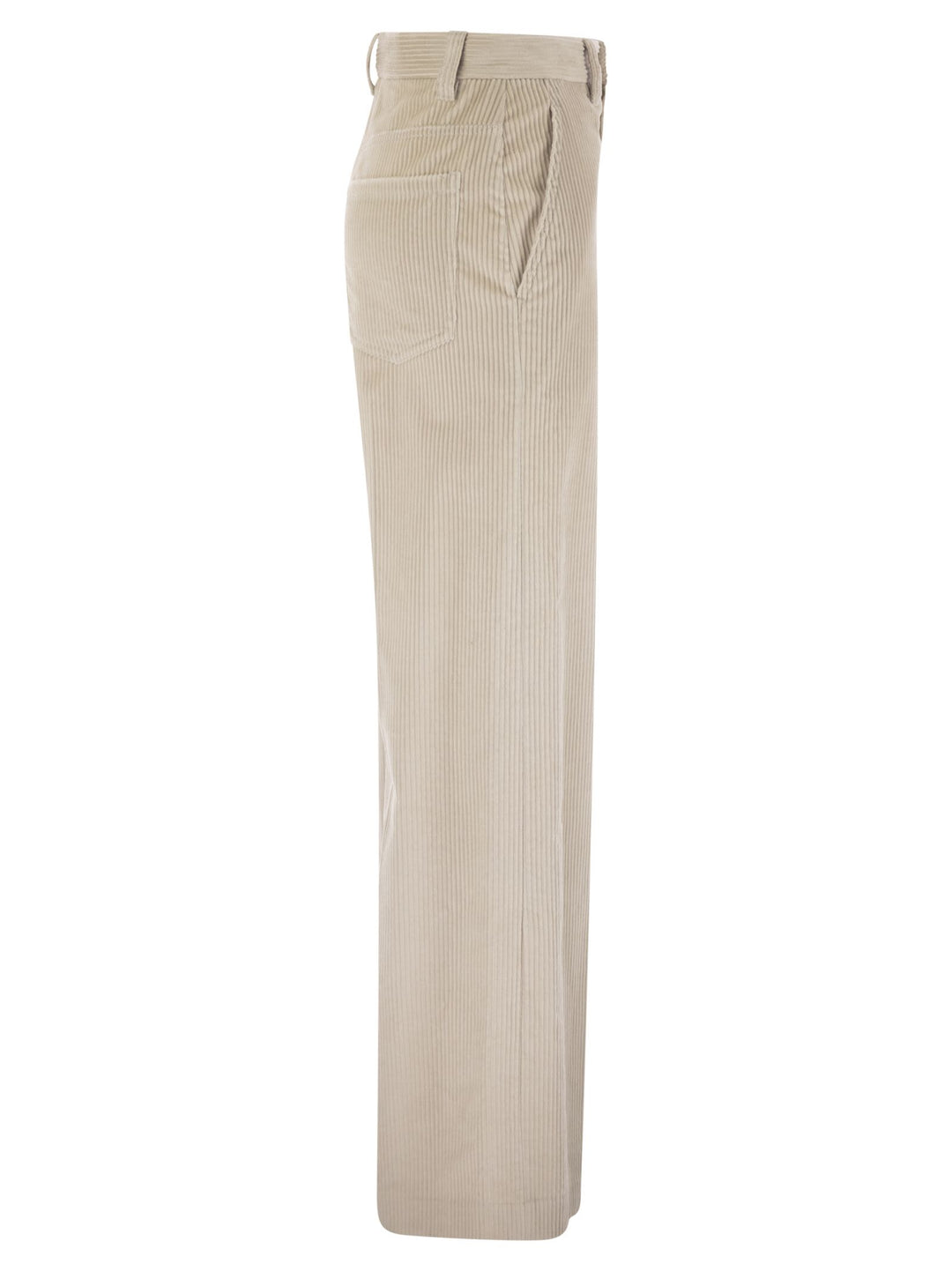 Brunello Cucinelli Women Fluid Corduroy Sartorial Track Trousers With Jewellery