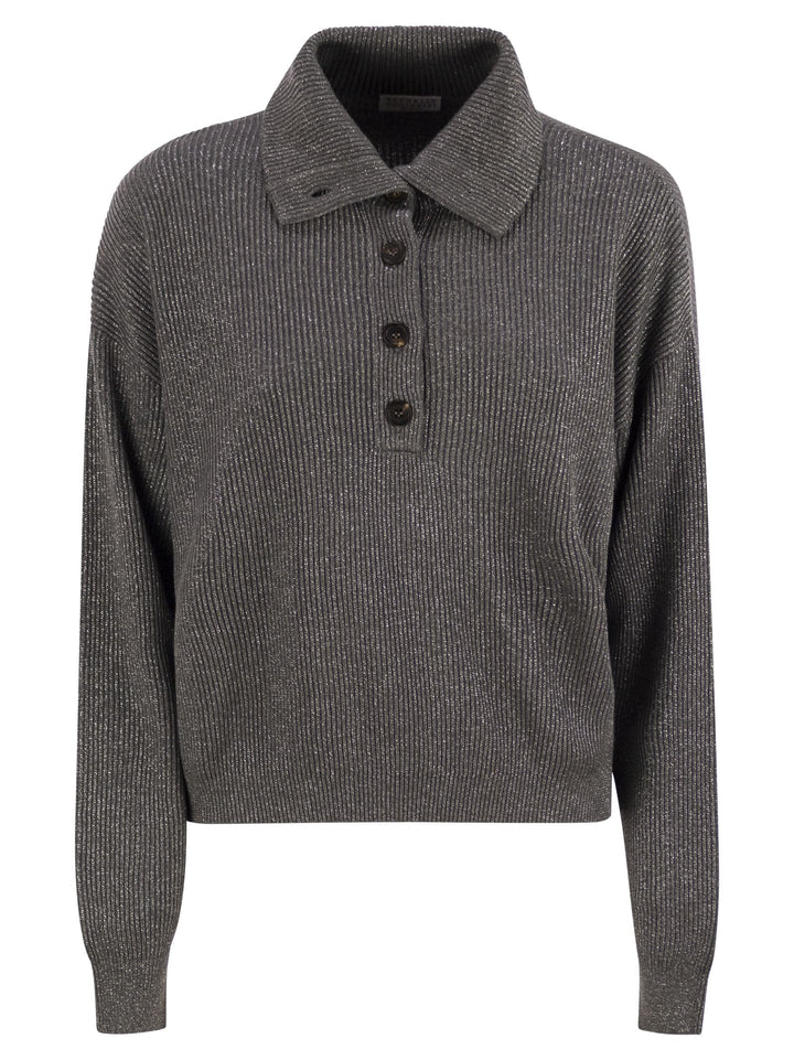 Brunello Cucinelli Women Cotton And Viscose Rib Knit High Collar