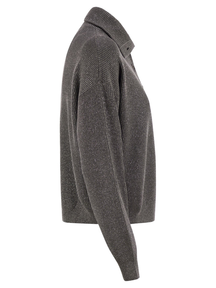 Brunello Cucinelli Women Cotton And Viscose Rib Knit High Collar