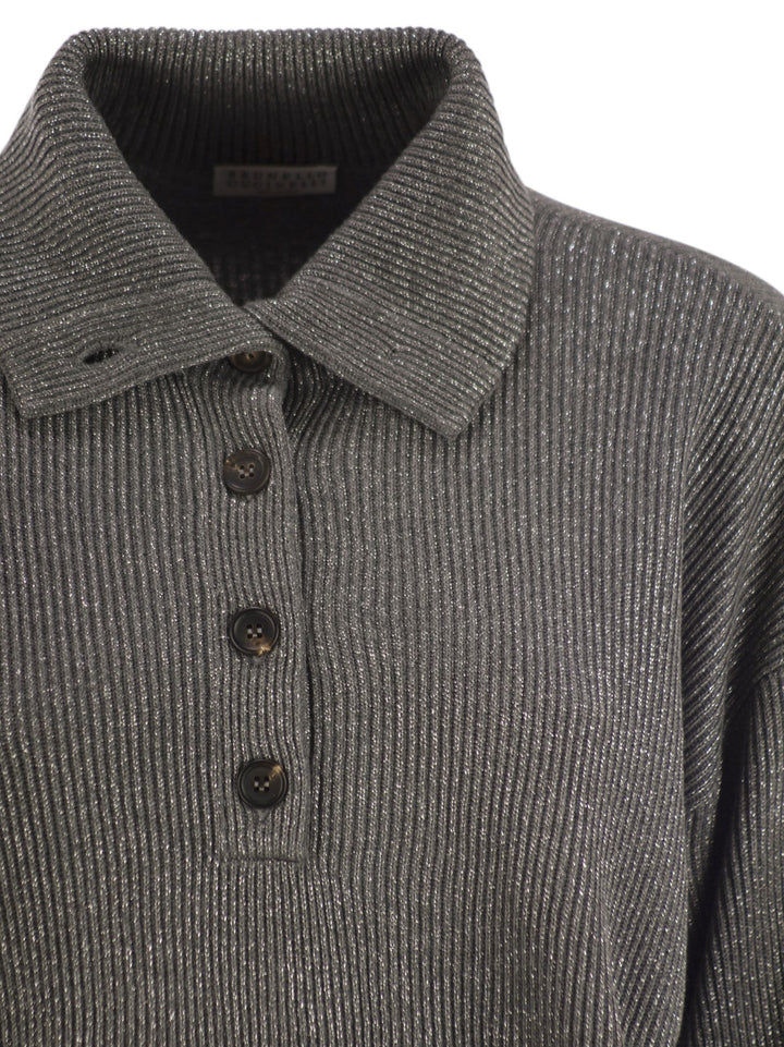 Brunello Cucinelli Women Cotton And Viscose Rib Knit High Collar