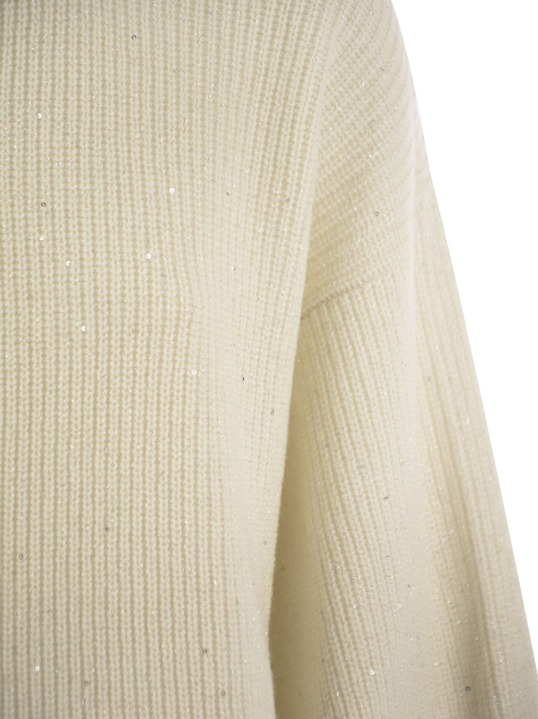 Brunello Cucinelli Women Wool And Cashmere Rib Sweater With Sequins