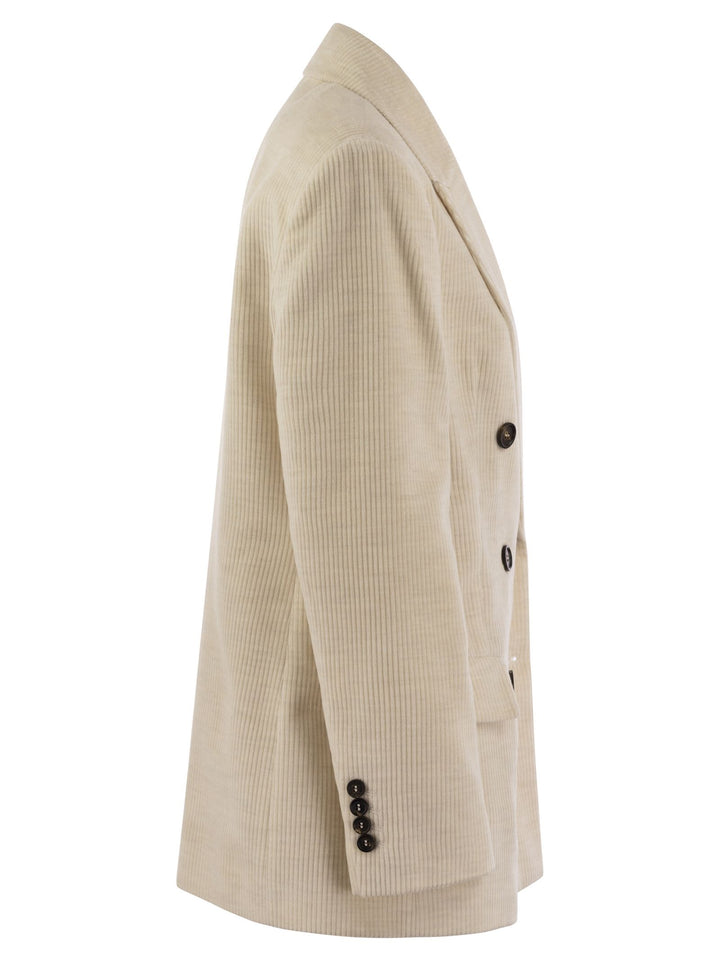 Brunello Cucinelli Women Viscose And Cotton Corduroy Jacket With Necklace