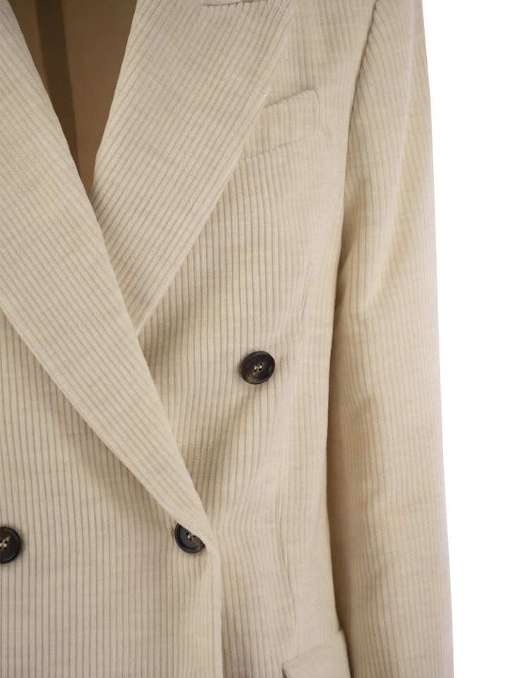 Brunello Cucinelli Women Viscose And Cotton Corduroy Jacket With Necklace