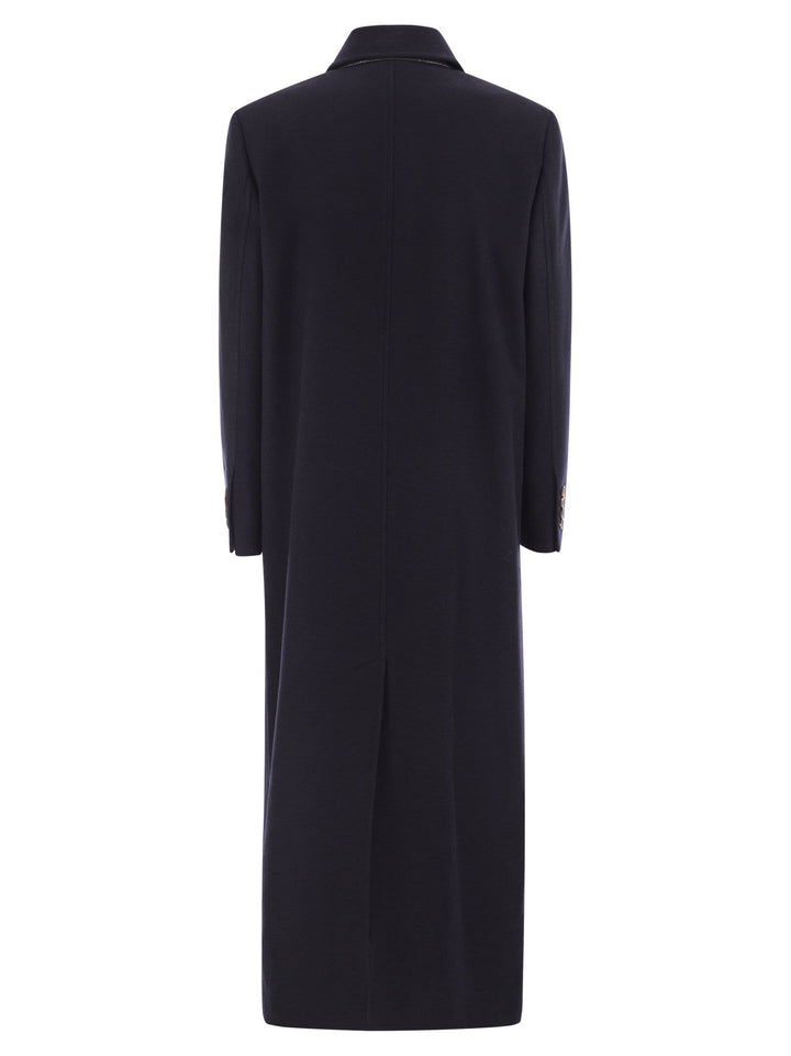 Brunello Cucinelli Women Long Wool Coat With Jewellery
