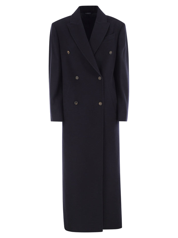 Brunello Cucinelli Women Long Wool Coat With Jewellery
