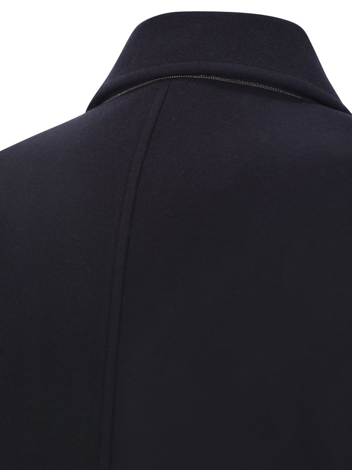 Brunello Cucinelli Women Long Wool Coat With Jewellery