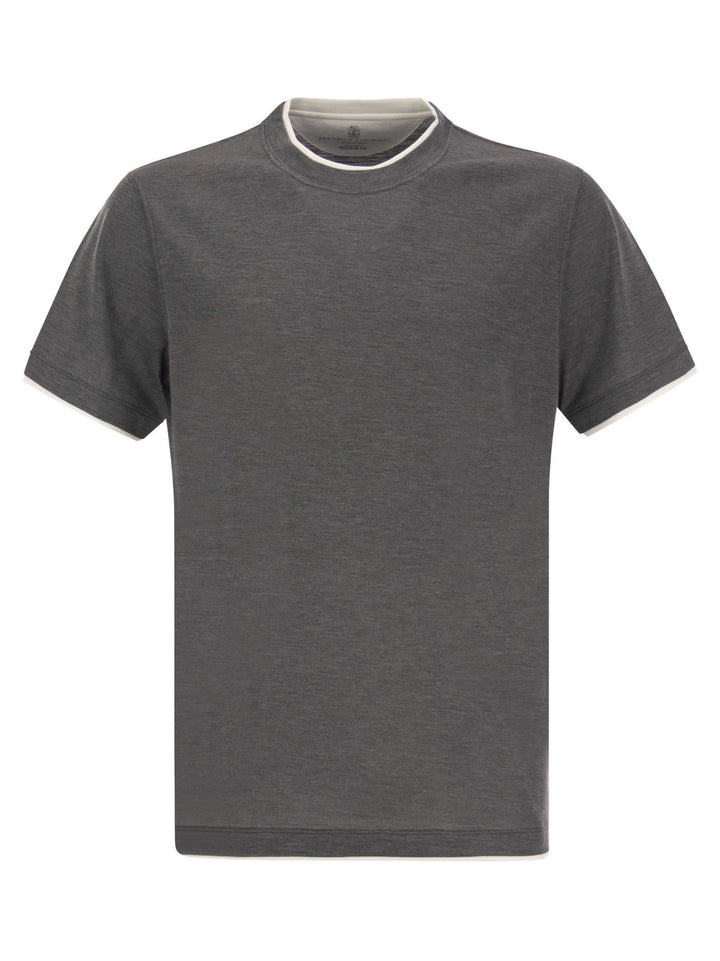 Brunello Cucinelli Men Silk And Cotton T-Shirt