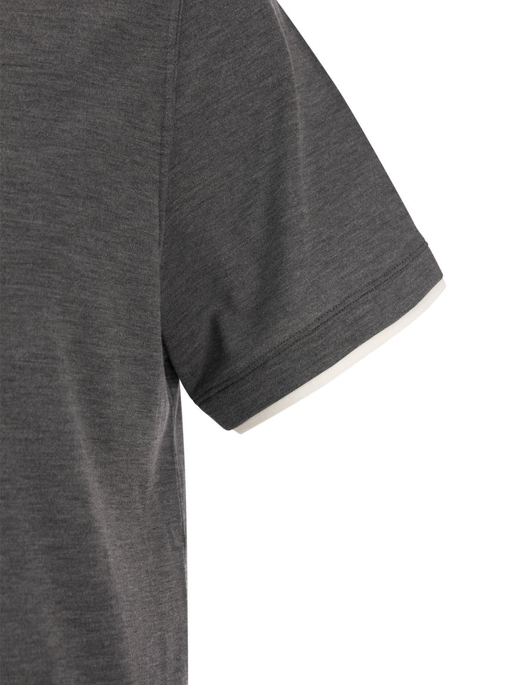 Brunello Cucinelli Men Silk And Cotton T-Shirt