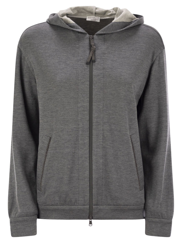 Brunello Cucinelli Women Cotton-Silk Sweatshirt Topwear With Jewellery