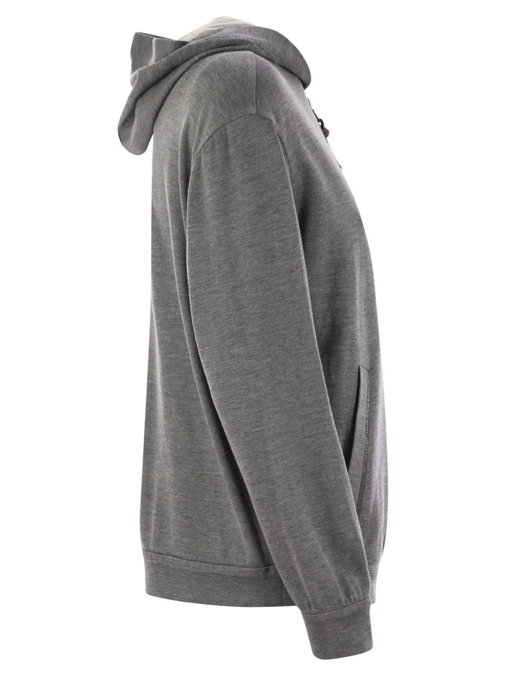 Brunello Cucinelli Women Cotton-Silk Sweatshirt Topwear With Jewellery