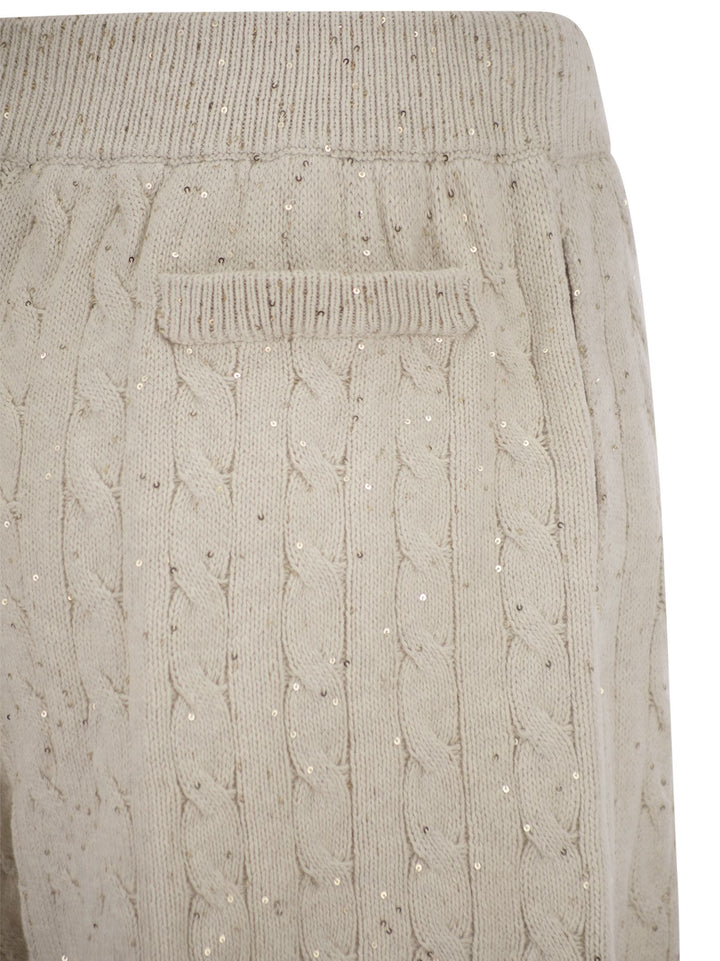 Brunello Cucinelli Women Cotton Knit Shorts With Sequins
