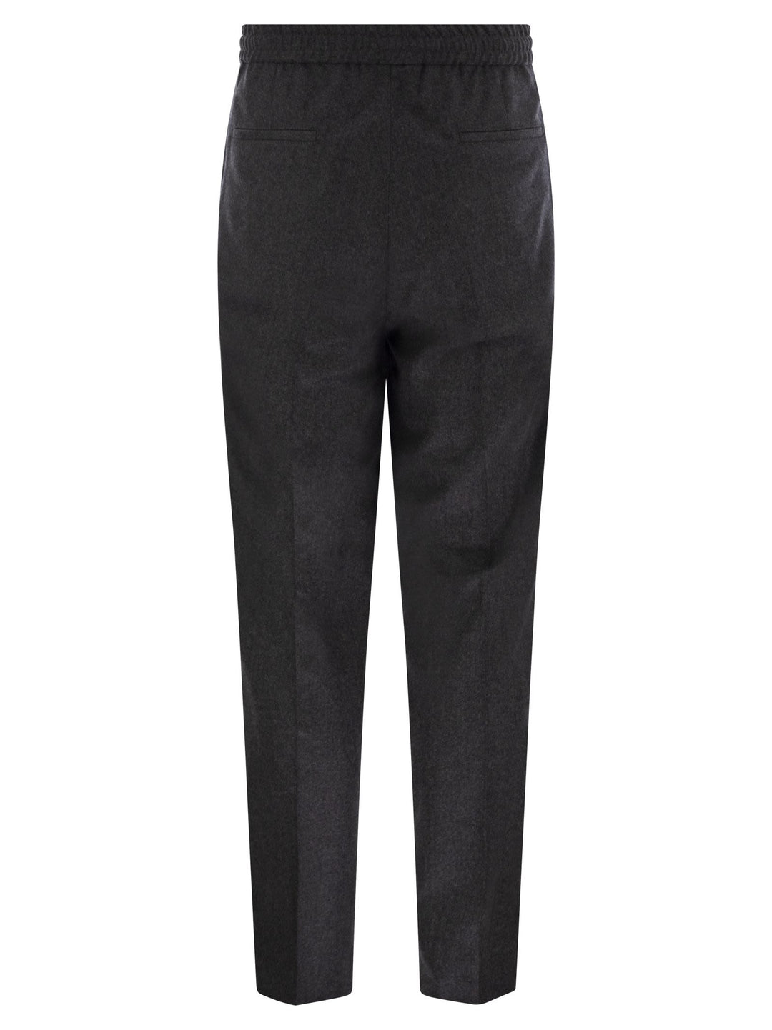 Brunello Cucinelli Men Leisure Fit Trousers In Virgin Wool Flannel With Drawstring And Double Darts