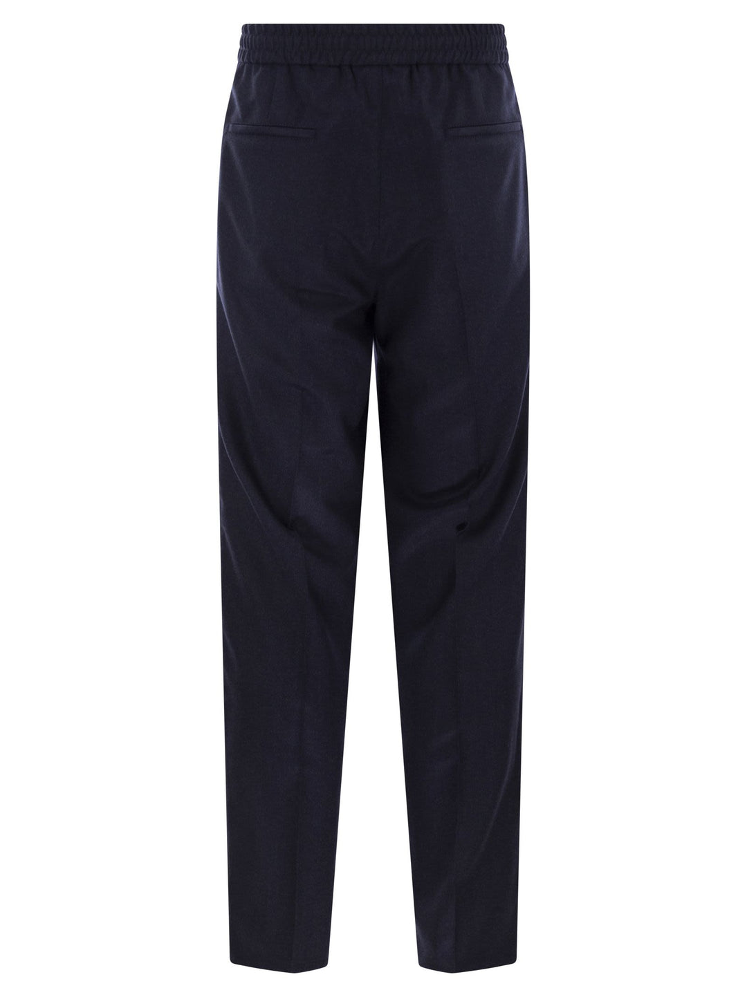 Brunello Cucinelli Men Leisure Fit Trousers In Virgin Wool Flannel With Drawstring And Double Darts