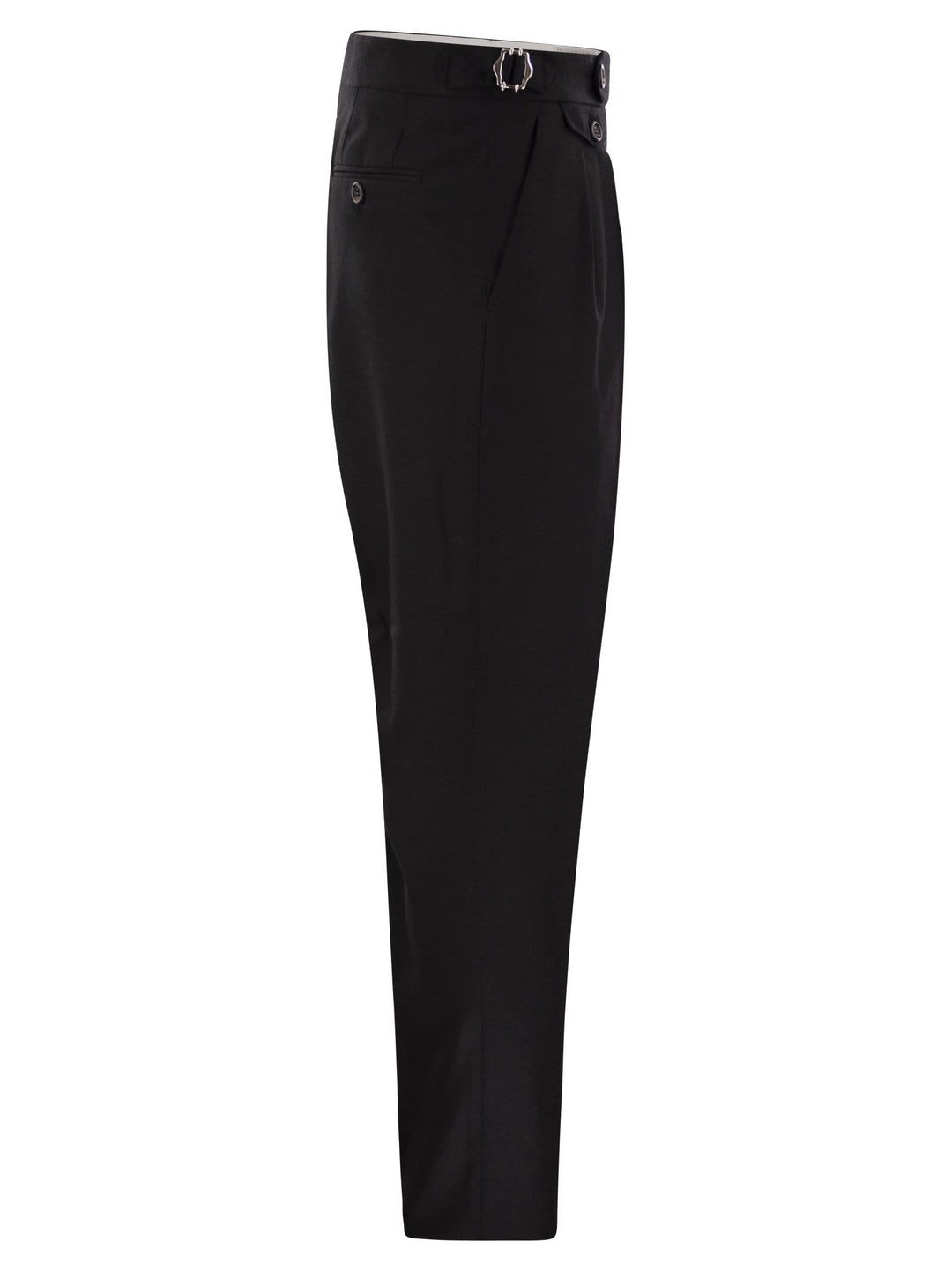 Brunello Cucinelli Men Tailor-Fit Trousers In Virgin Wool Canvas With Double Inverted Darts And Buckles On The Side