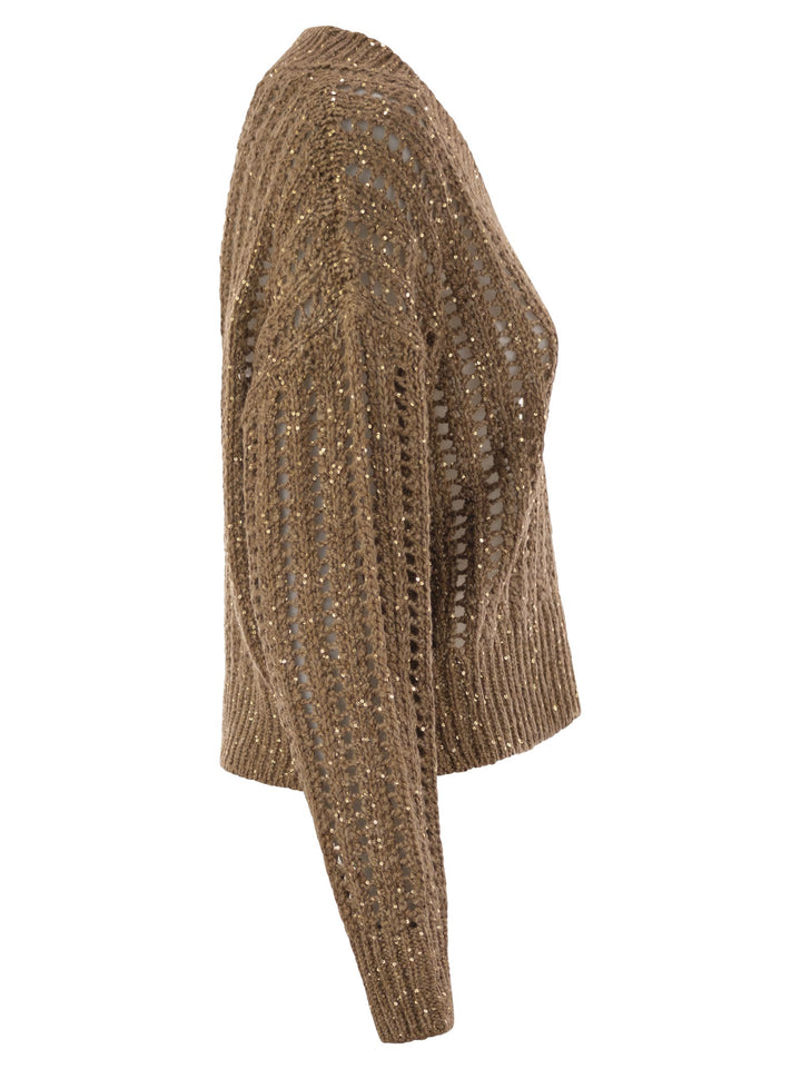 Brunello Cucinelli Women Silk And Linen V-Neck Sweater