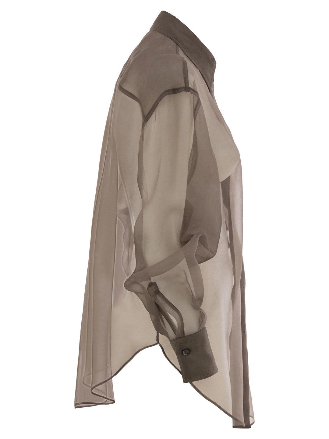 Brunello Cucinelli Women Crispy Silk Shirt With Flora Appliqué
