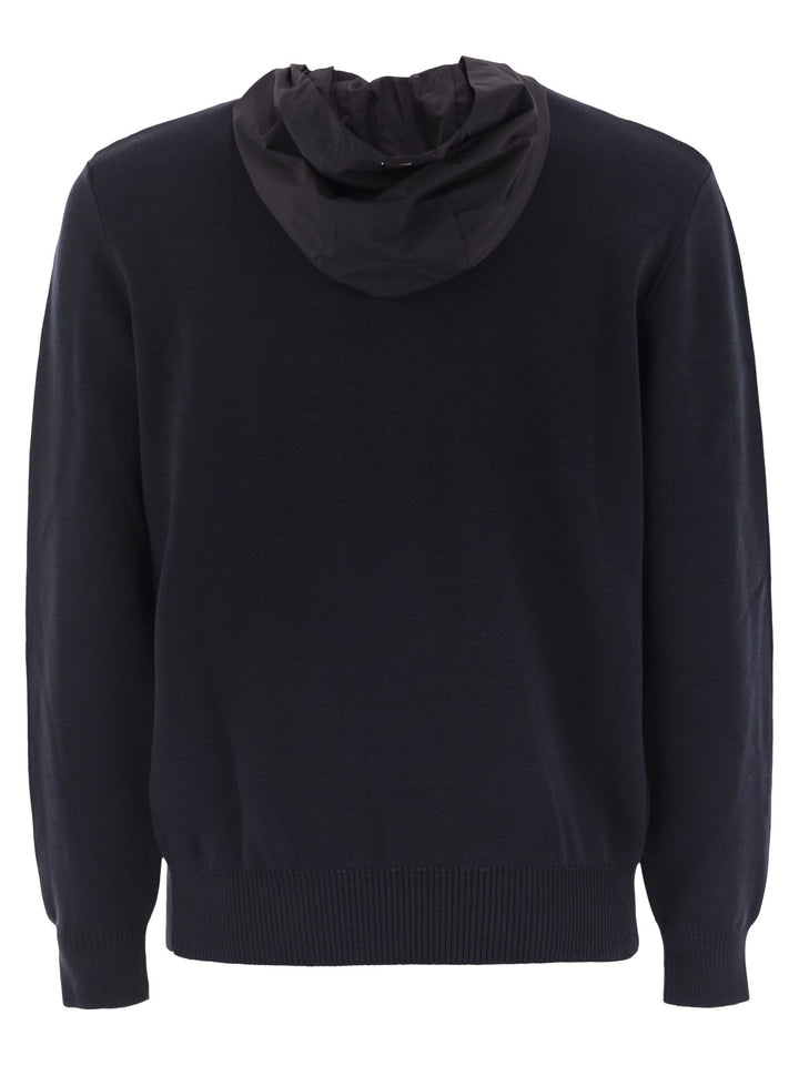 Herno Men Resort Double Cotton Knit And Nylon Hoodie