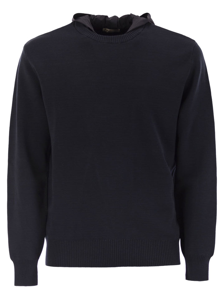 Herno Men Resort Double Cotton Knit And Nylon Hoodie