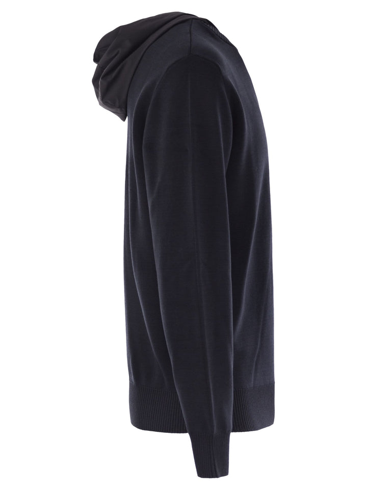 Herno Men Resort Double Cotton Knit And Nylon Hoodie