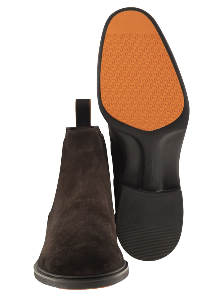 Santoni Men Easy Suede Ankle Boot