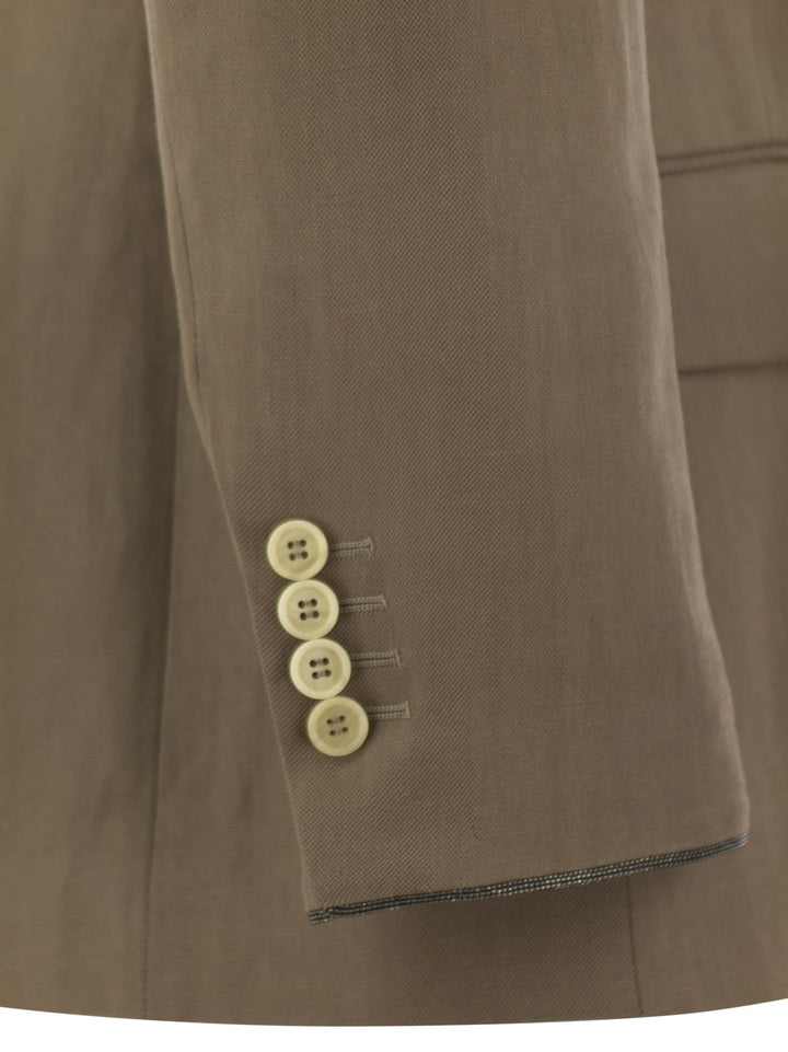 Brunello Cucinelli Women Fluid Viscose And Linen Twill Jacket With Shiny Cuffs