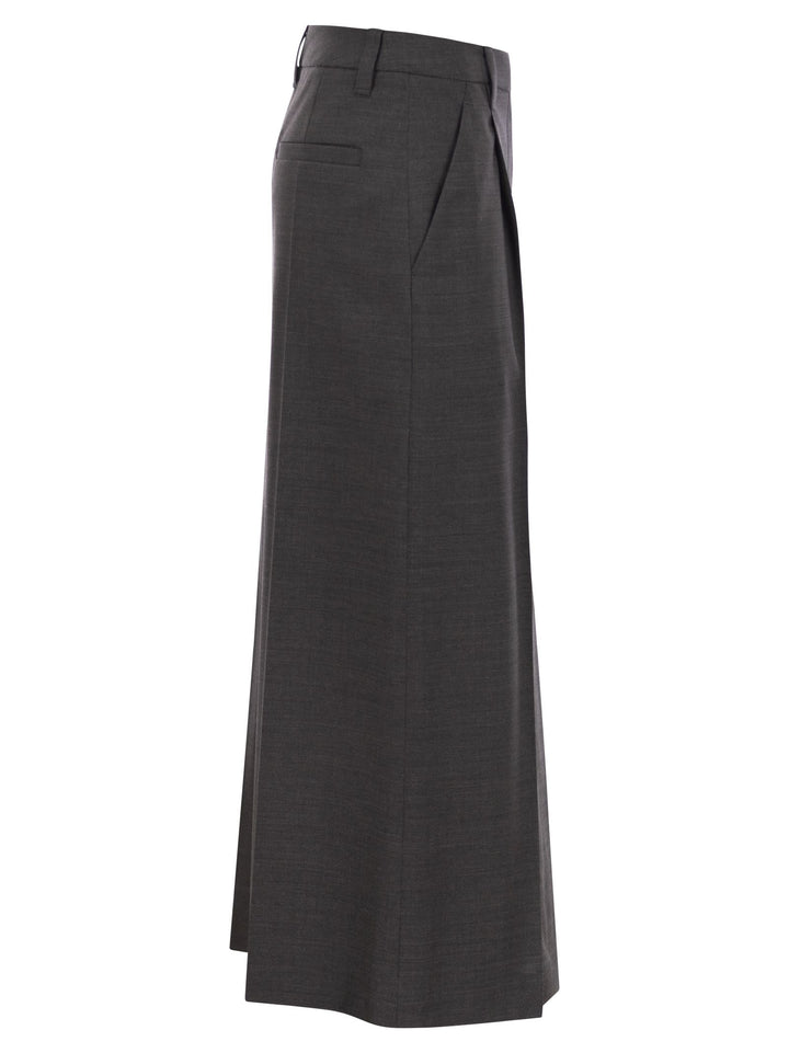 Brunello Cucinelli Women Sartorial Long Skirt In Virgin Wool Canvas