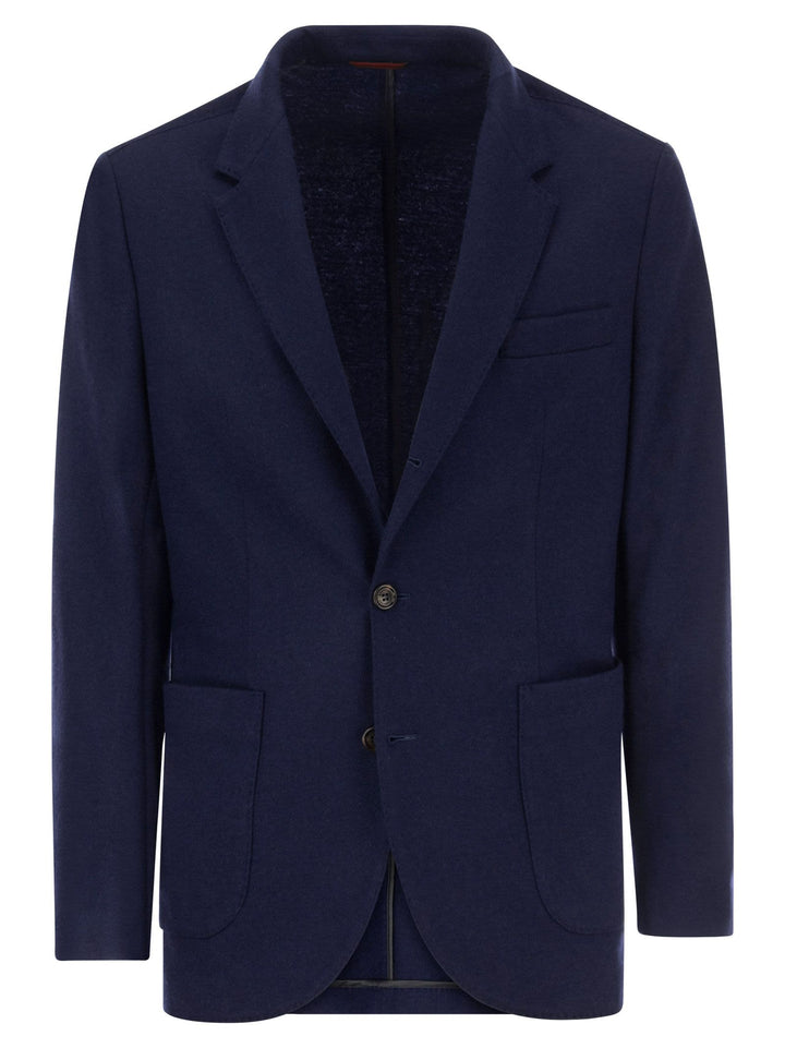 Brunello Cucinelli Men Cashmere Jersey Blazer With Patch Pockets