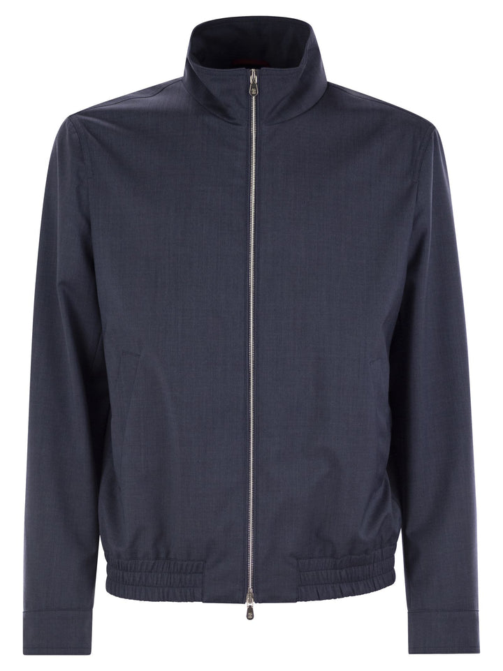 Brunello Cucinelli Men Bomber Jacket In Membrane Canvas