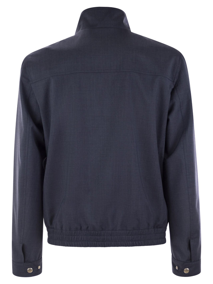 Brunello Cucinelli Men Bomber Jacket In Membrane Canvas