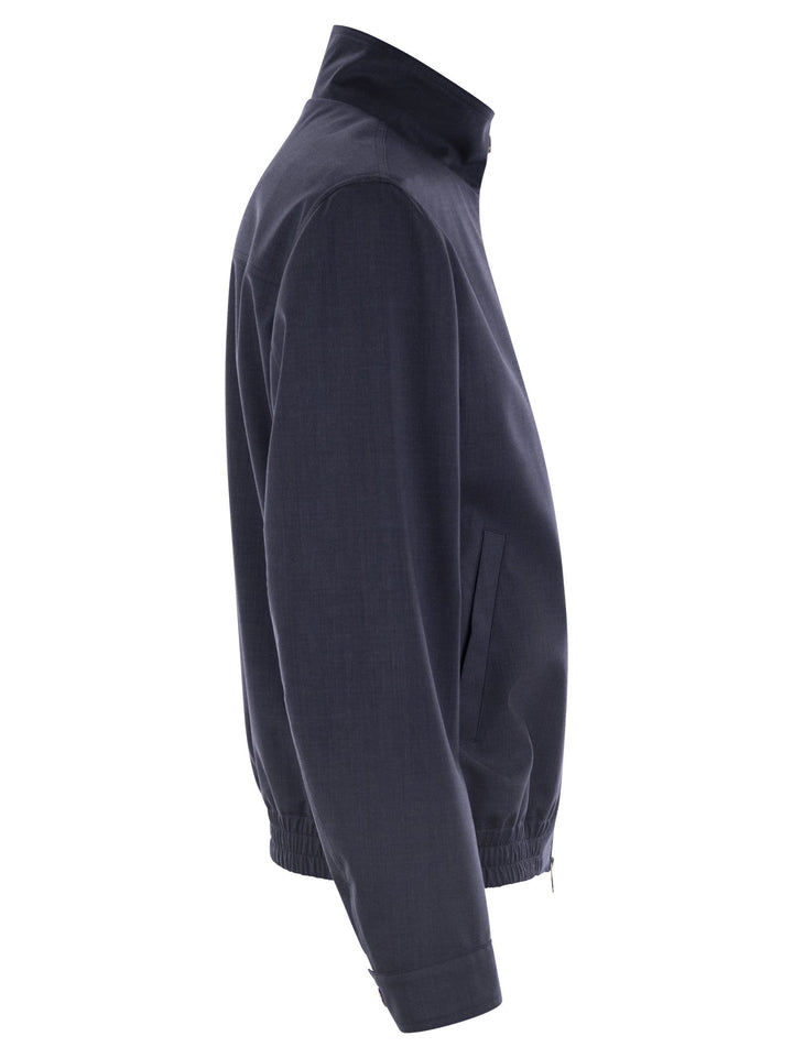 Brunello Cucinelli Men Bomber Jacket In Membrane Canvas