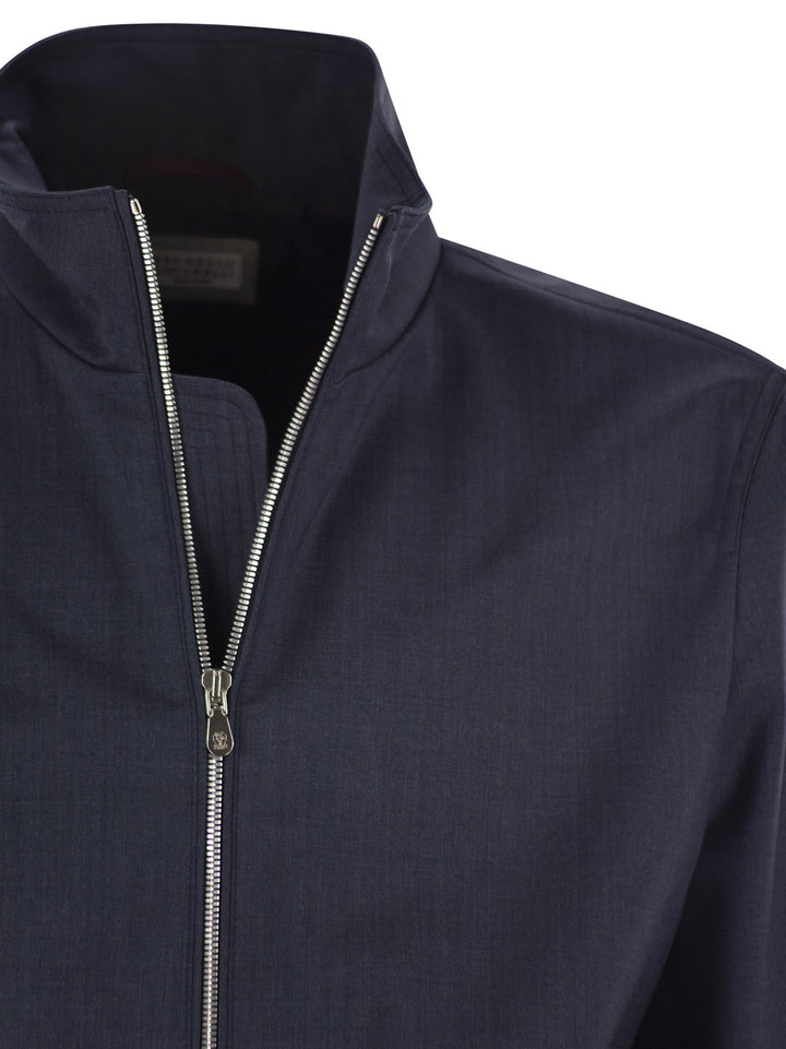 Brunello Cucinelli Men Bomber Jacket In Membrane Canvas