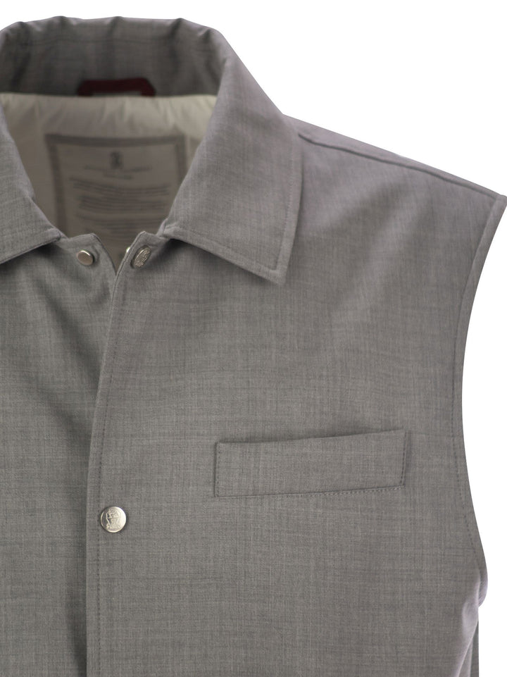Brunello Cucinelli Men Sleeveless Jacket In Virgin Wool