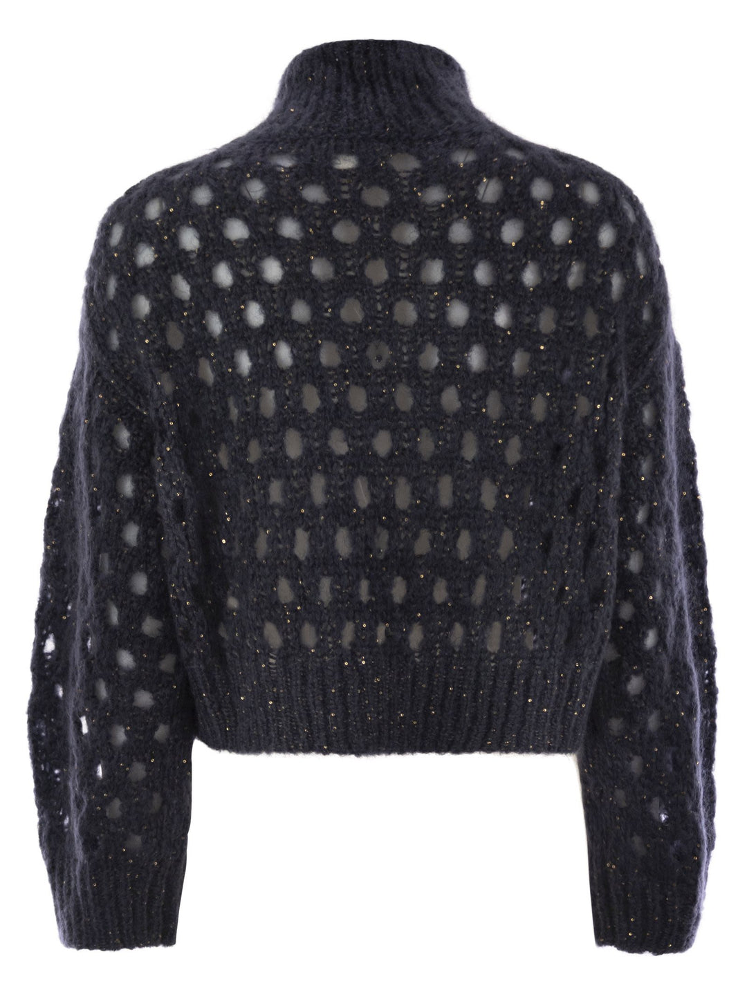 Brunello Cucinelli Women Dazzling Net Turtleneck Sweater Made Of Mohair And Wool Wispy