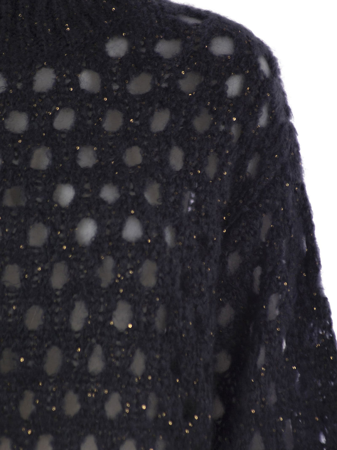 Brunello Cucinelli Women Dazzling Net Turtleneck Sweater Made Of Mohair And Wool Wispy