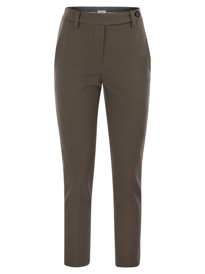 Brunello Cucinelli Women Cigarette Trousers In Stretch Cotton