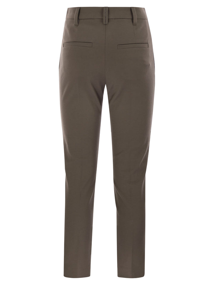Brunello Cucinelli Women Cigarette Trousers In Stretch Cotton