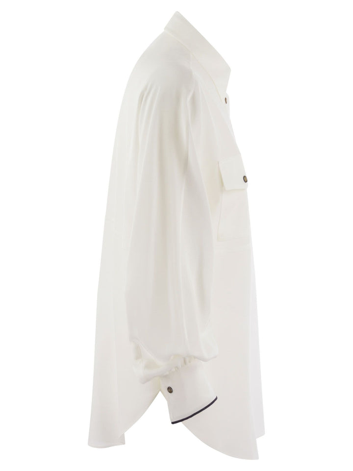 Brunello Cucinelli Women Silk Shirt With Snaps And Pockets