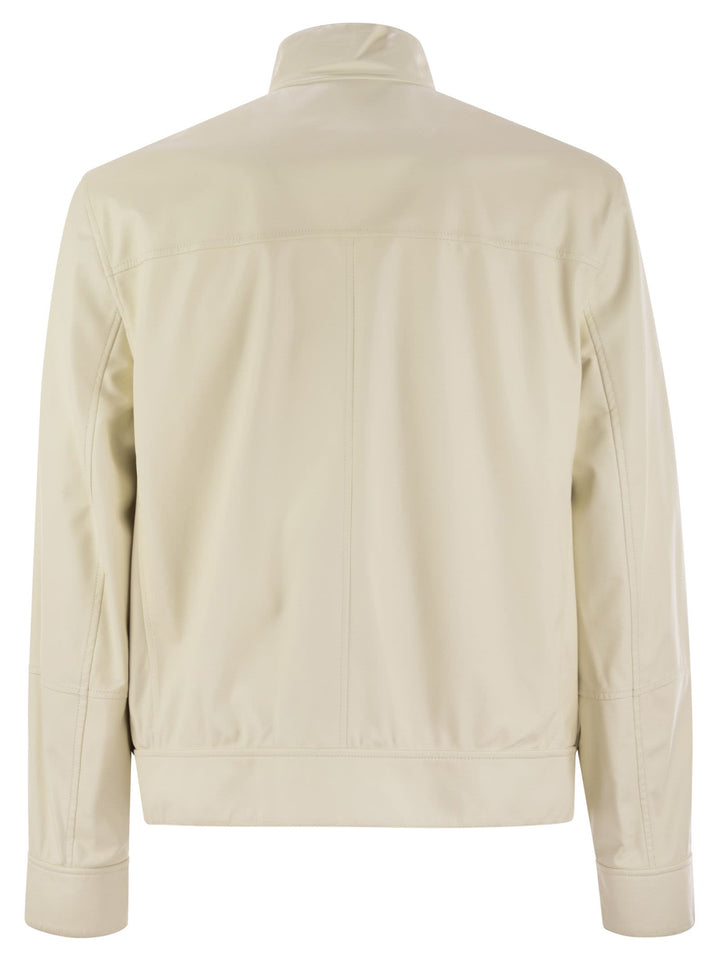 Brunello Cucinelli Men Reversible Bomber Jacket In Membrane Nappa Leather