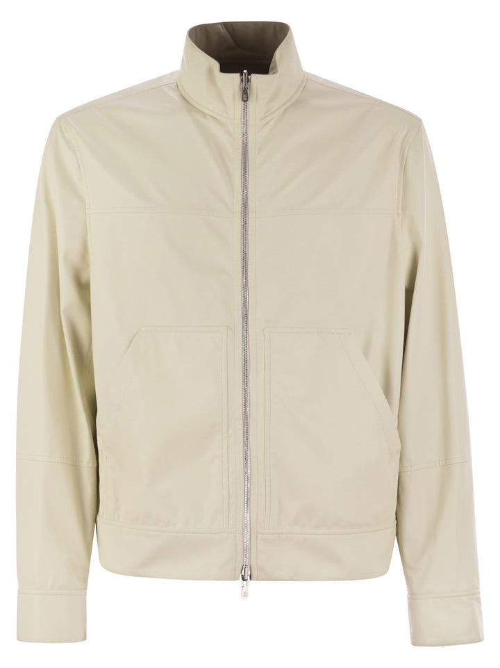 Brunello Cucinelli Men Reversible Bomber Jacket In Membrane Nappa Leather