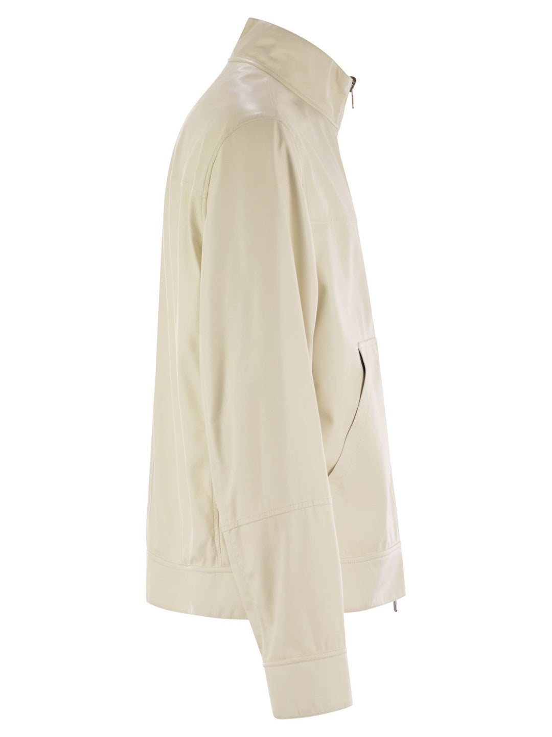 Brunello Cucinelli Men Reversible Bomber Jacket In Membrane Nappa Leather