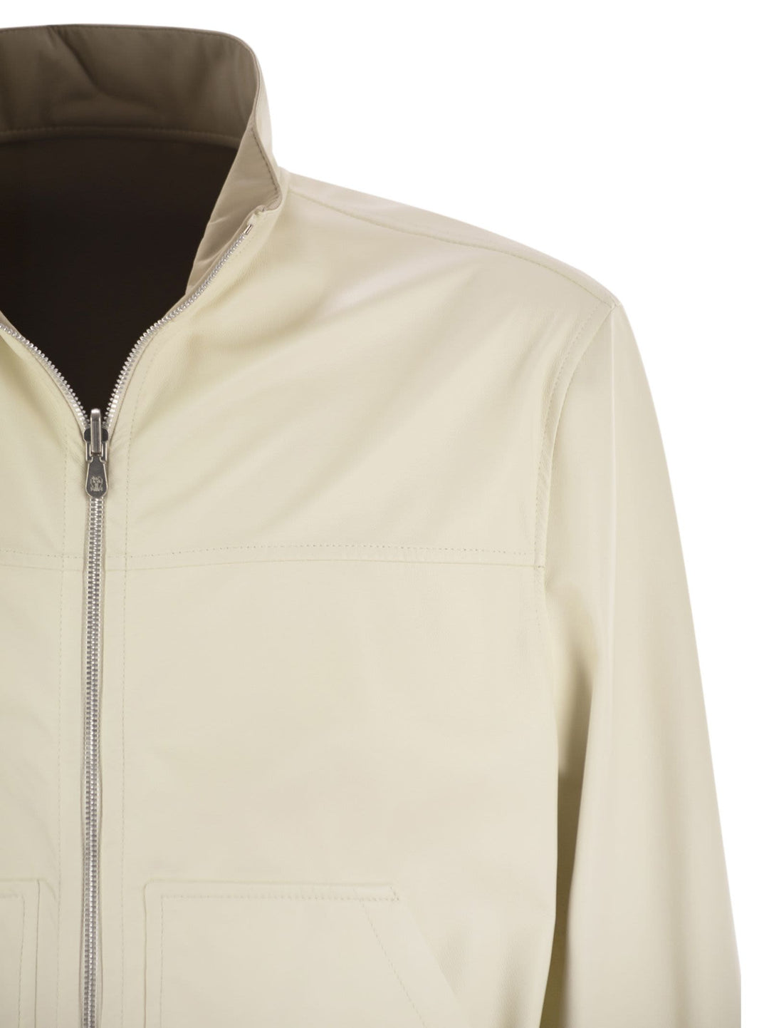 Brunello Cucinelli Men Reversible Bomber Jacket In Membrane Nappa Leather